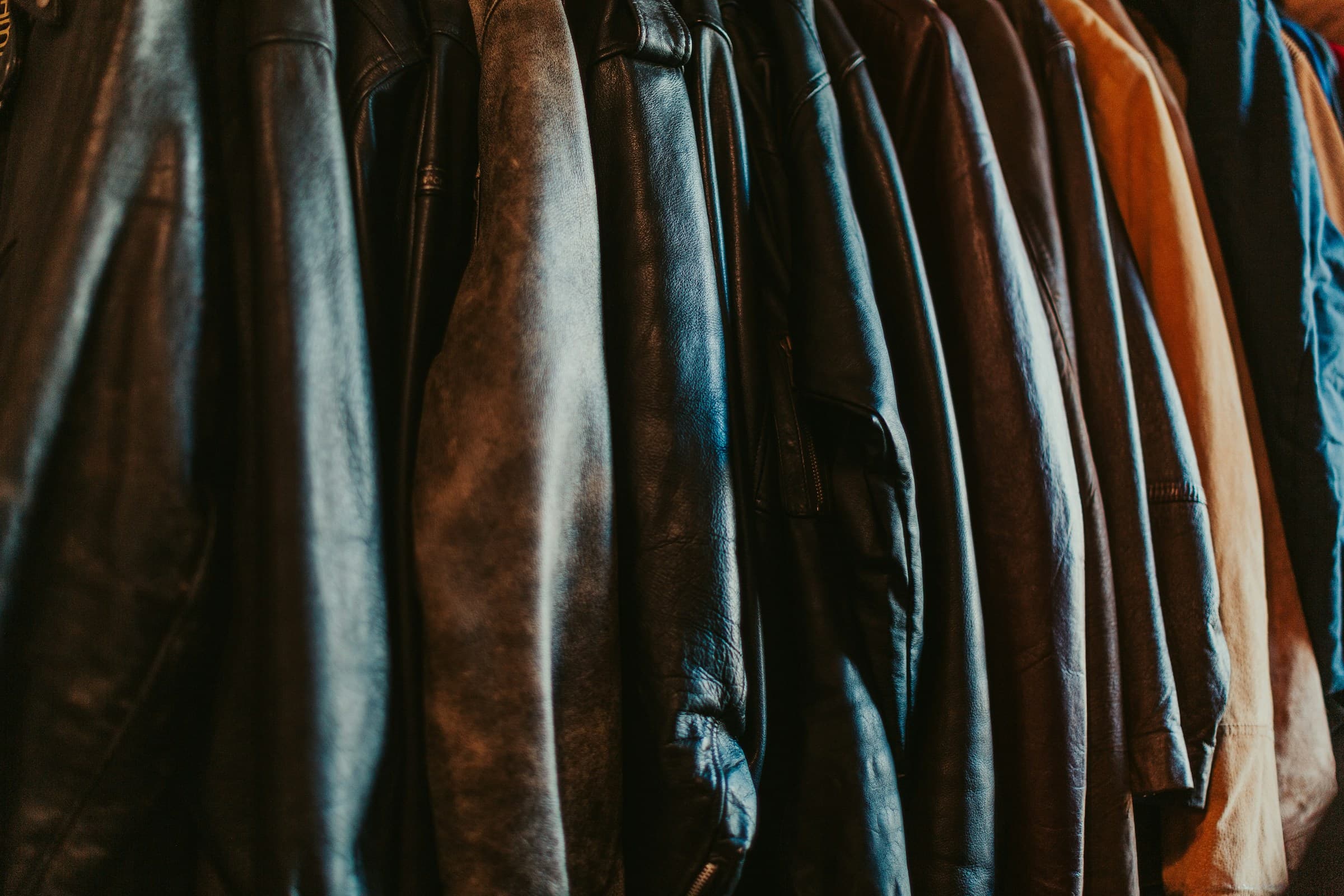 A rack of leather jackets in the Nexbir atelier
