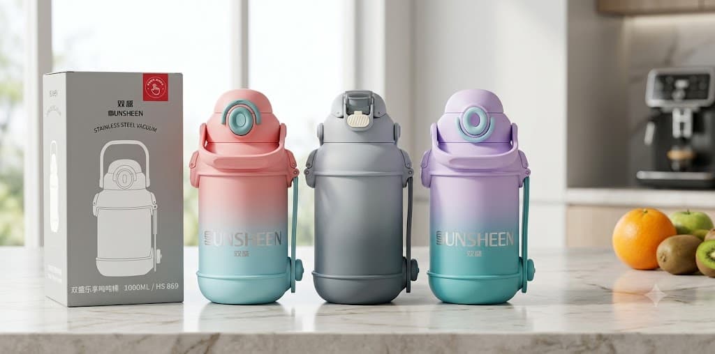 1000ml Stainless Steel Vacuum Insulated Water Jug with Handle & Straw – Leak-Proof Sports Thermal Bottle for Hot & Cold Drinks