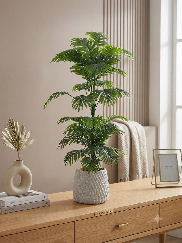 Artificial Palm Plant in Decorative Pot – Premium Indoor Tropical Faux Plant for Home & Office Décor