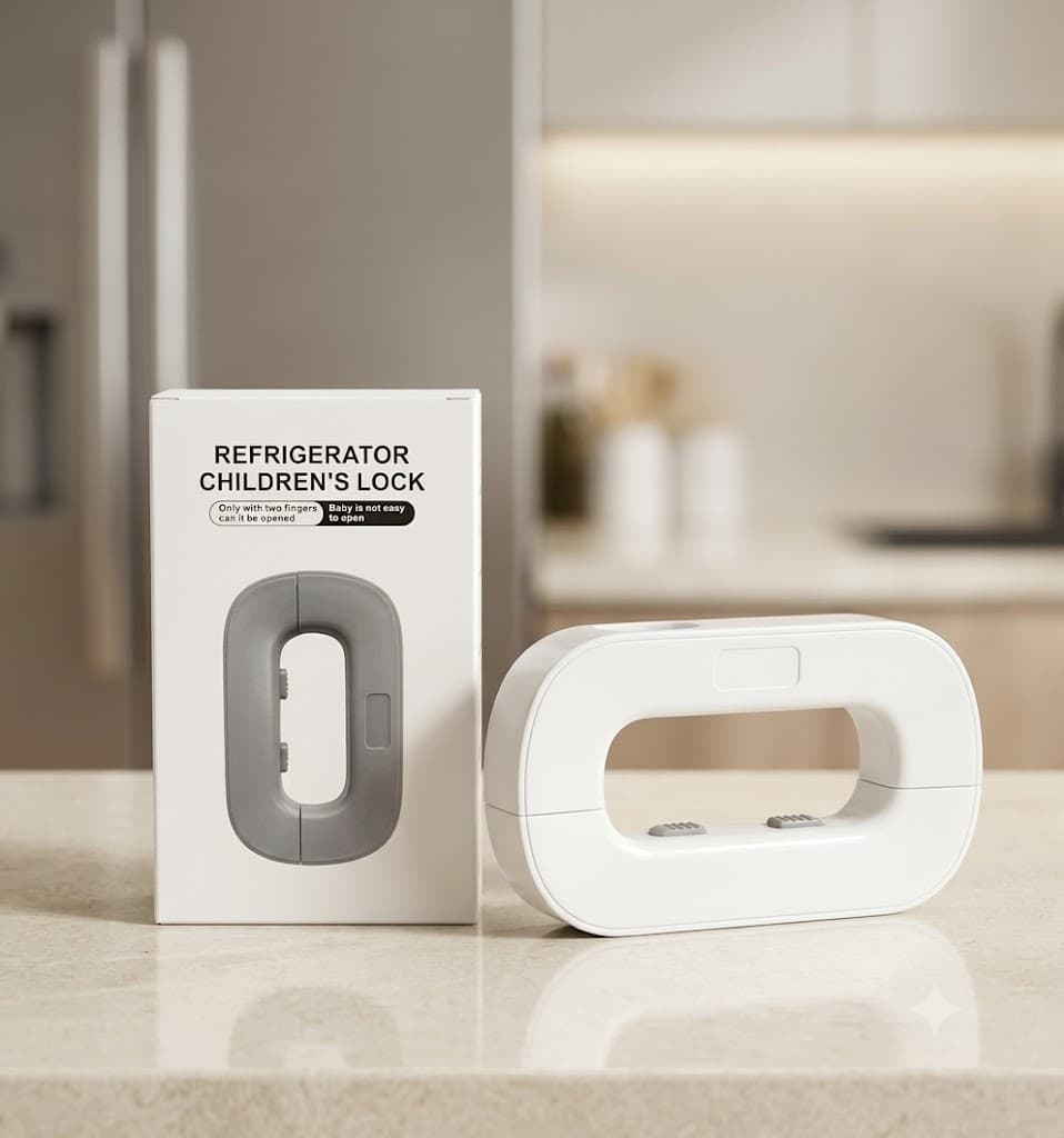 Child Safety Refrigerator Lock – Adhesive Fridge & Cabinet Lock for Baby Proofing