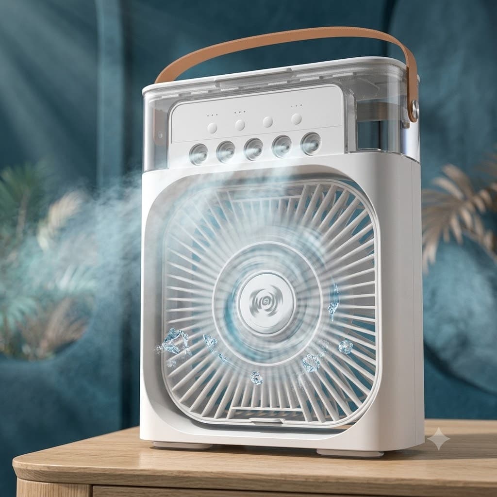 Portable Rechargeable LED Fan with Emergency Light – Multi-Speed Desk Fan for Home, Office & Camping